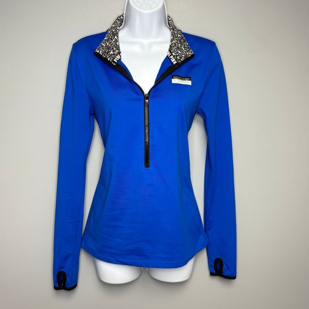 Victoria's Secret 1/2 Zip Colbalt Blue Mock Neck Running Active‎ Top Womens Sz S